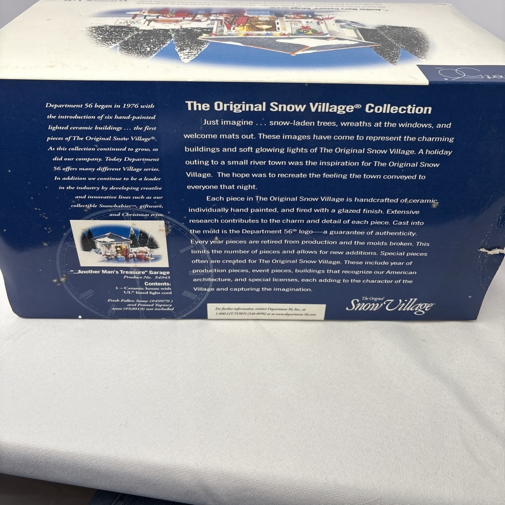 Department 56 Retired Snow Village Another Man's Treasure Garage 1998 - Picture 3 of 12